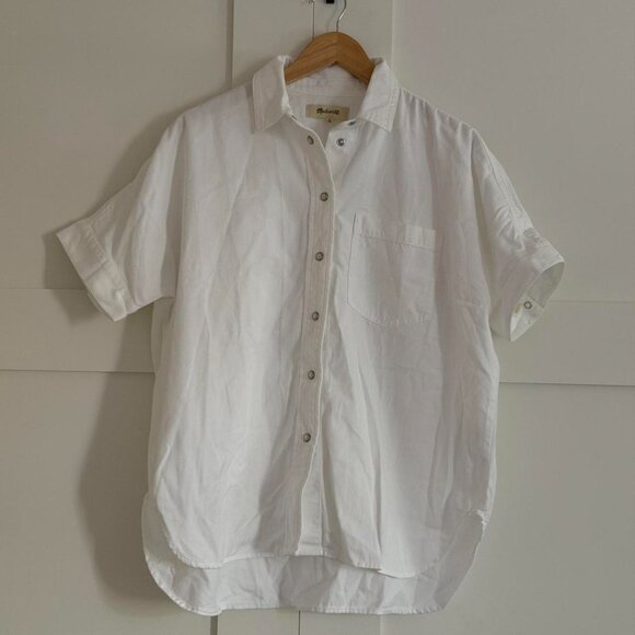 Madewell Denim Short-Sleeve Shirt in Pure White, Size Medium - Picture 7 of 12